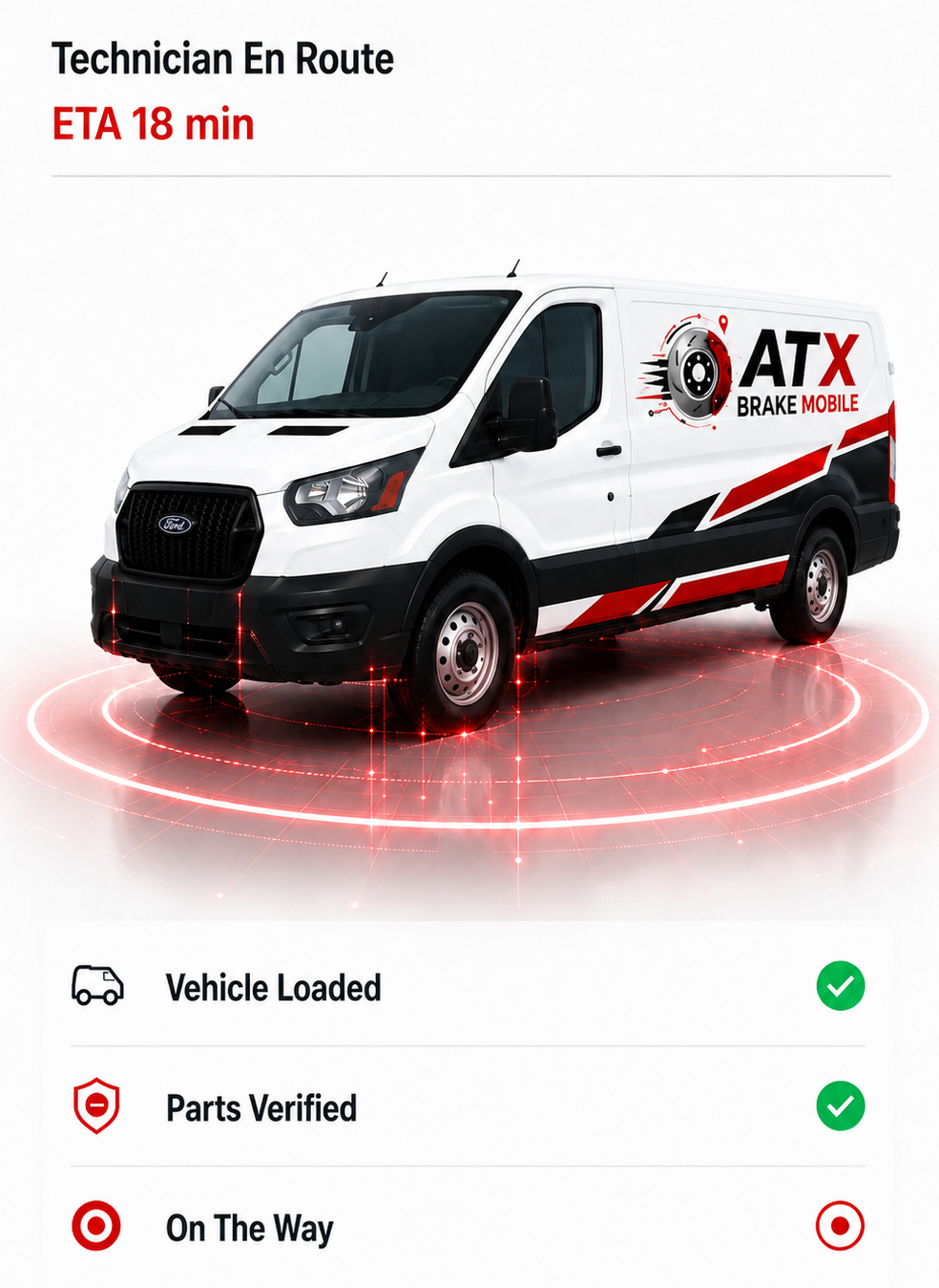 ATX Brake Mobile technician en route to your location